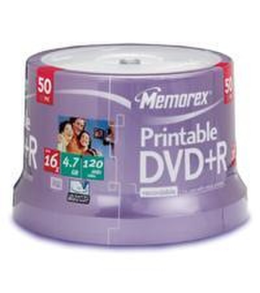 Memorex Printable DVD+R 50 Pack Spindle 4.7ГБ DVD+R 50шт