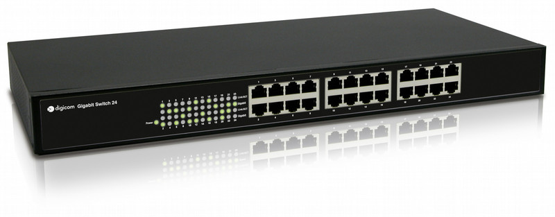 Digicom SWG24-T02 Unmanaged Gigabit Ethernet (10/100/1000) 1U Black