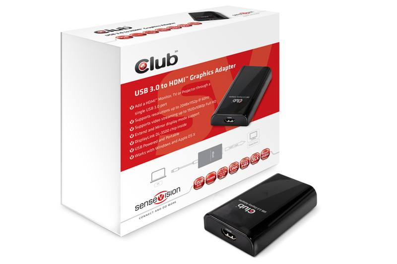 CLUB3D SenseVision USB3.0 to HDMI Graphics Adapter