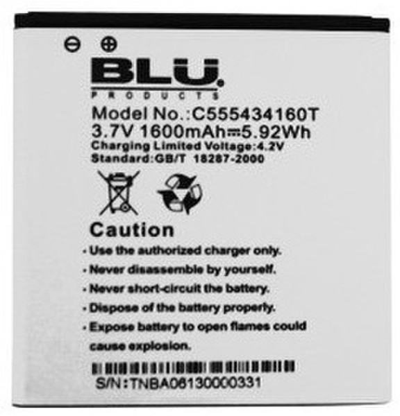 BLU C555434160T Lithium-Ion 1600mAh 3.7V rechargeable battery