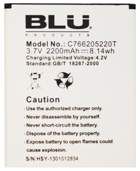 BLU C766205220T Lithium-Ion 2200mAh 3.7V rechargeable battery