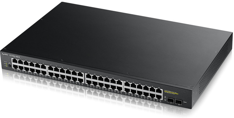 ZyXEL GS1900-48HP Управляемый L2 Gigabit Ethernet (10/100/1000) Power over Ethernet (PoE) 1U Черный