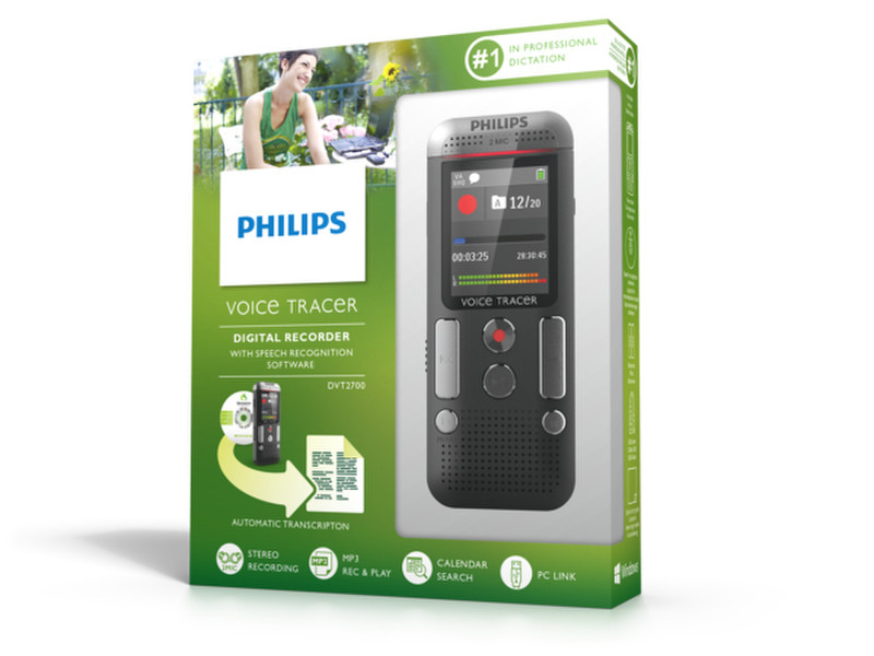 Philips Voice Tracer 2700 Флэш-карта Антрацитовый, Хром диктофон