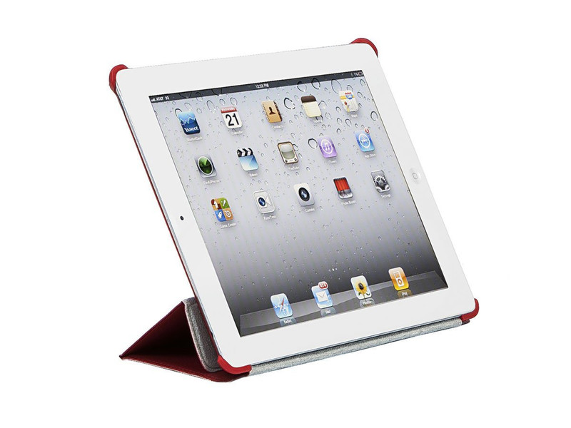 Monoprice Synthetic Leather Stand/Cover with Magnetic Latch for iPad Air - Red (111035) 9.7