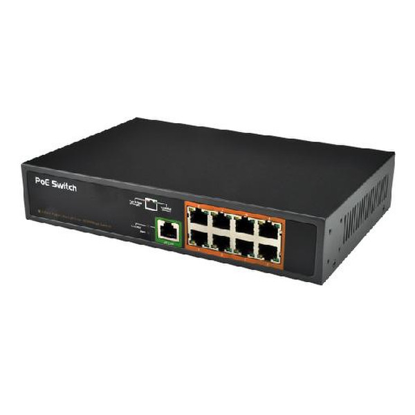 MCL ETS-HFSW8/1-P Fast Ethernet (10/100) Power over Ethernet (PoE) Black network switch