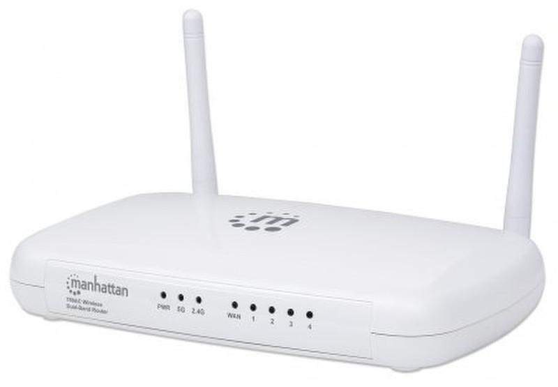Manhattan 525541 Dual-Band (2,4 GHz/5 GHz) Schnelles Ethernet Weiß WLAN-Router