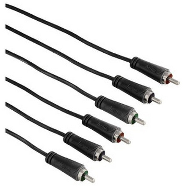 Hama 3m 3 x RCA m/m 3м 3 x RCA 3 x RCA Черный компонентный (YPbPr) видео кабель