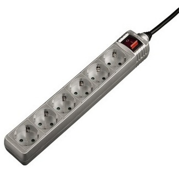 Hama 00121944 6AC outlet(s) 230V 1.4m Silber Spannungsschutz