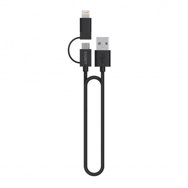 Cygnett CY1624PCCSL 1m USB A Micro-USB B/Lightning Black USB cable