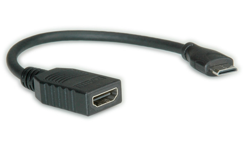 ROLINE HDMI High Speed Kabel mit Ethernet, HDMI BU - Mini HDMI ST 0,15m