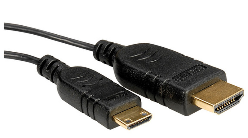 ROLINE HDMI High Speed Slim Kabel mit Ethernet, Stecker HDMI - Mini HDMI 1,2m
