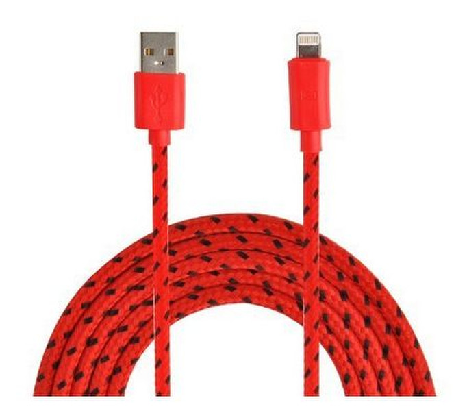 Veo VEO1MBR-RE-FR 1м USB A Lightning Красный кабель USB