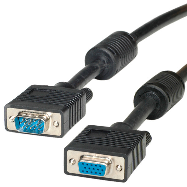 ROLINE HQ VGA Cable with Ferrite, HD15 M - HD15 F 10 m