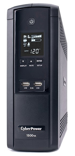 CyberPower BRG1500AVRLCD Интерактивная 1500ВА 12розетка(и) Mini tower Черный источник бесперебойного питания