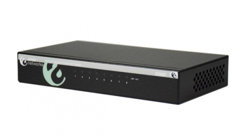 Amer Networks SG8D Неуправляемый Gigabit Ethernet (10/100/1000) Черный сетевой коммутатор