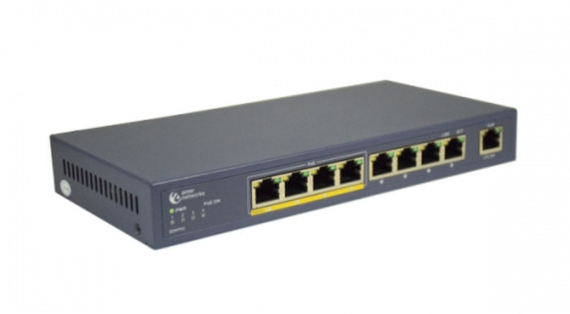 Amer Networks SD4P4U Неуправляемый Fast Ethernet (10/100) Power over Ethernet (PoE) Серый сетевой коммутатор