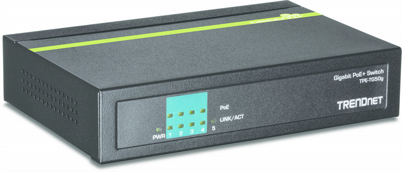 Trendnet TPE-TG50g Gigabit Ethernet (10/100/1000) Energie Über Ethernet (PoE) Unterstützung Schwarz