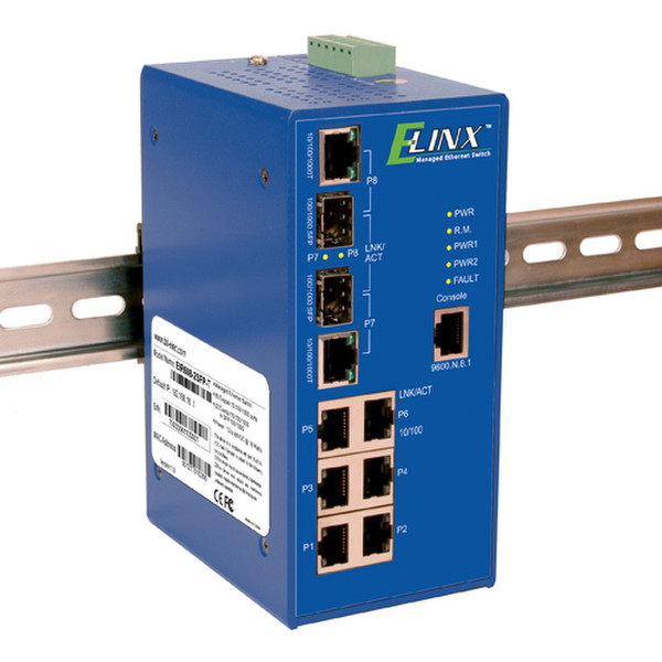 B&B Electronics EIR608-2SFP Управляемый Gigabit Ethernet (10/100/1000) Синий сетевой коммутатор