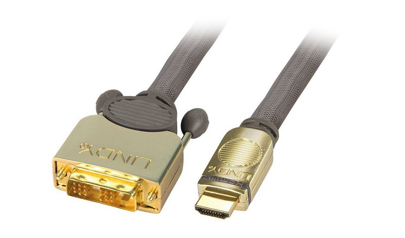 Lindy 10m, DVI/HDMI 10m DVI-D HDMI Grau Videokabel-Adapter