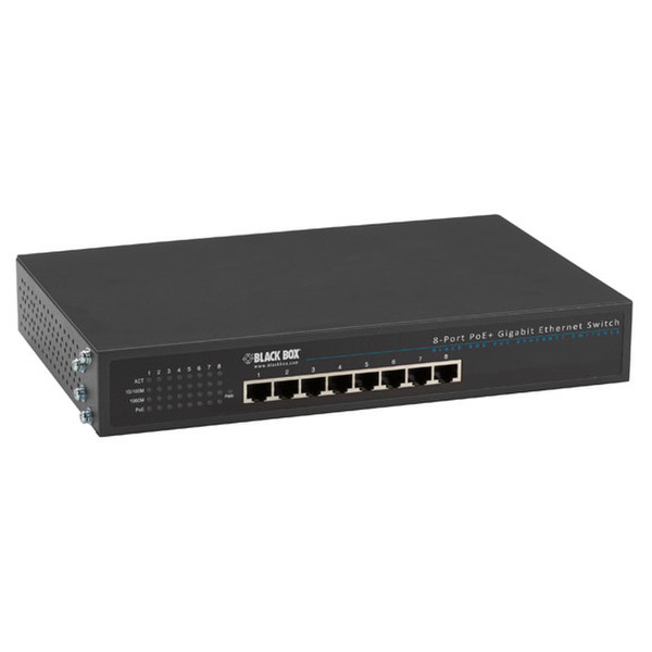 Black Box LPB1308A ungemanaged Gigabit Ethernet (10/100/1000) Energie Über Ethernet (PoE) Unterstützung Schwarz Netzwerk-Switch