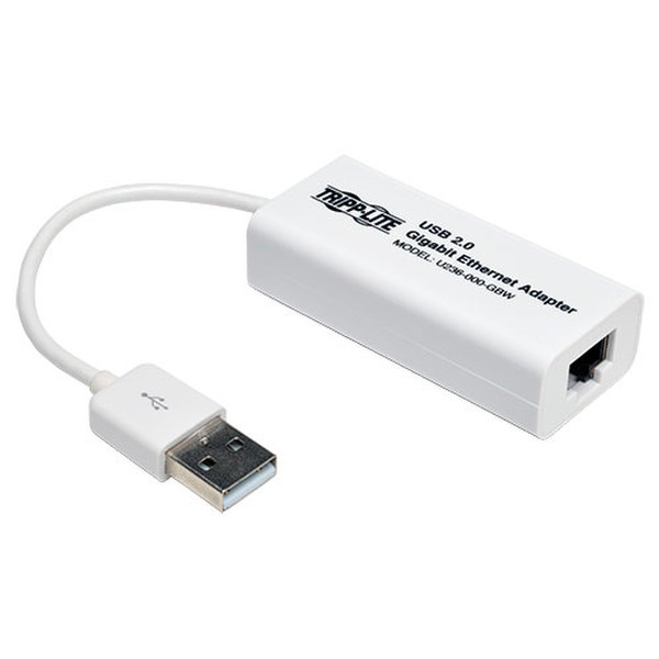 Tripp Lite USB 2.0 Hi-Speed to Gigabit Ethernet NIC Network Adapter, 10/100/1000 Mbps, White