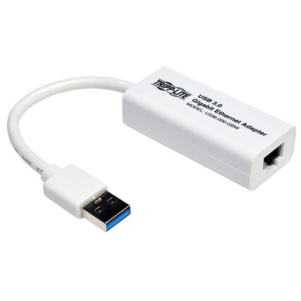 Tripp Lite USB 3.0 SuperSpeed to Gigabit Ethernet NIC Network Adapter, 10/100/1000 Mbps, White