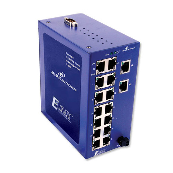 B&B Electronics ESW516-T Управляемый Fast Ethernet (10/100) Синий сетевой коммутатор