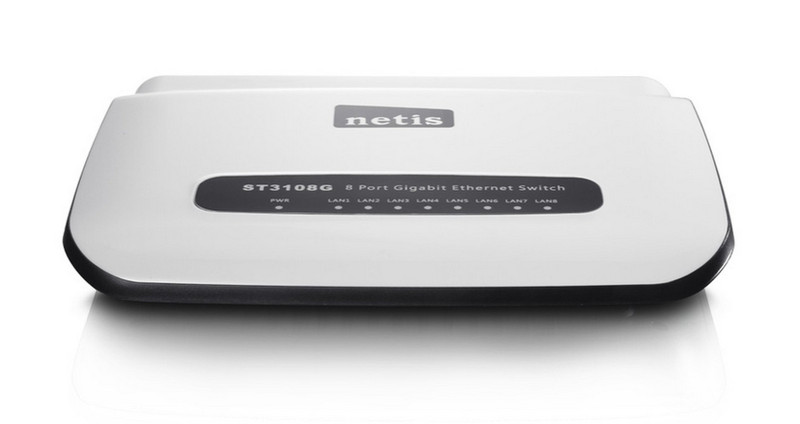 Netis System ST3108G ungemanaged Gigabit Ethernet (10/100/1000) Schwarz, Weiß Netzwerk-Switch