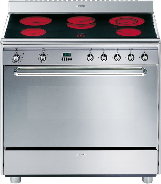 Smeg SCD90CMX5 Freestanding Halogen hob B Stainless steel cooker