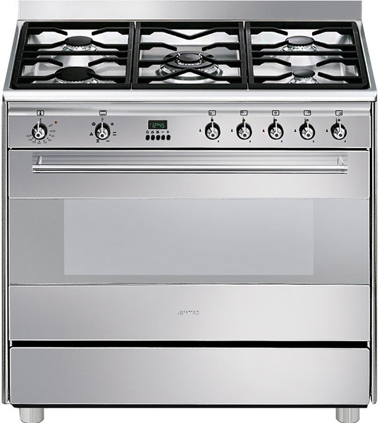 Smeg SCD90MFX7 Отдельностоящий Gas hob B Нержавеющая сталь кухонная плита