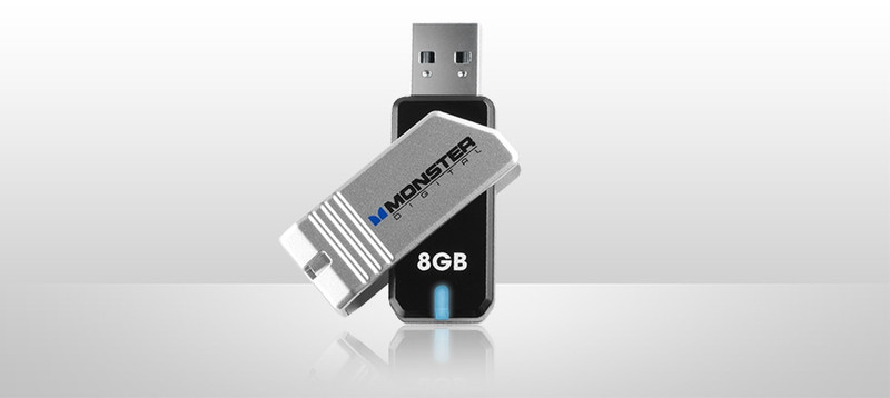 Monster Cable Coppa 2.0 8GB 8ГБ USB 2.0 Черный, Cеребряный USB флеш накопитель