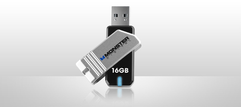 Monster Cable Coppa 2.0 16GB 16ГБ USB 2.0 Черный, Cеребряный USB флеш накопитель