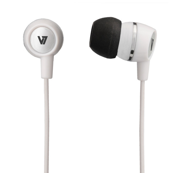 V7 Stereo Earbuds with Inline Microphone - White