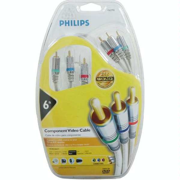 Philips US2-M62795 1.8m RCA component (YPbPr) video cable