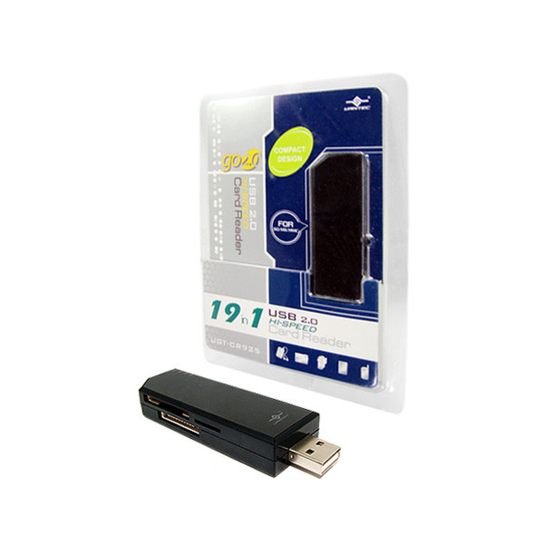 Vantec Go 2.0 USB 2.0 Черный устройство для чтения карт флэш-памяти