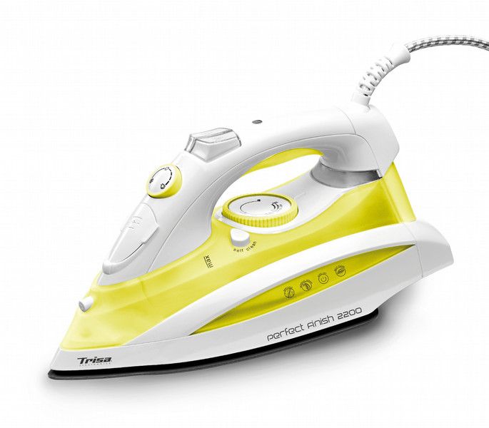 Trisa Electronics Perfect Finish 2200 Dry & Steam iron Ceramic soleplate 2200W Weiß, Gelb