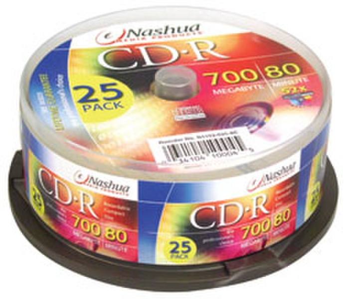 Nashua 25-pack CD-R, cakebox 80min./700MB, 52x CD-R 700МБ 25шт