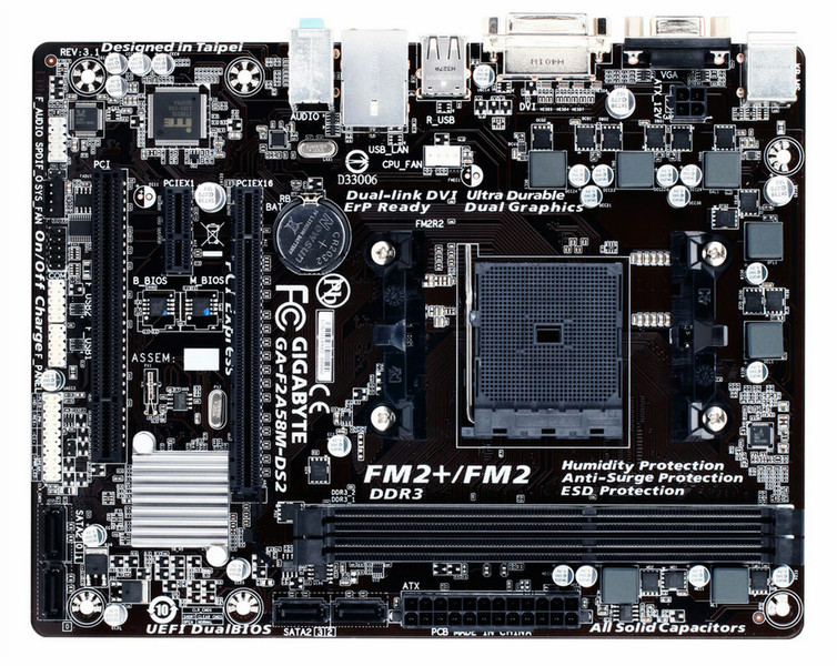 Gigabyte GA-F2A58M-DS2 AMD A58 Socket FM2+ Микро ATX материнская плата