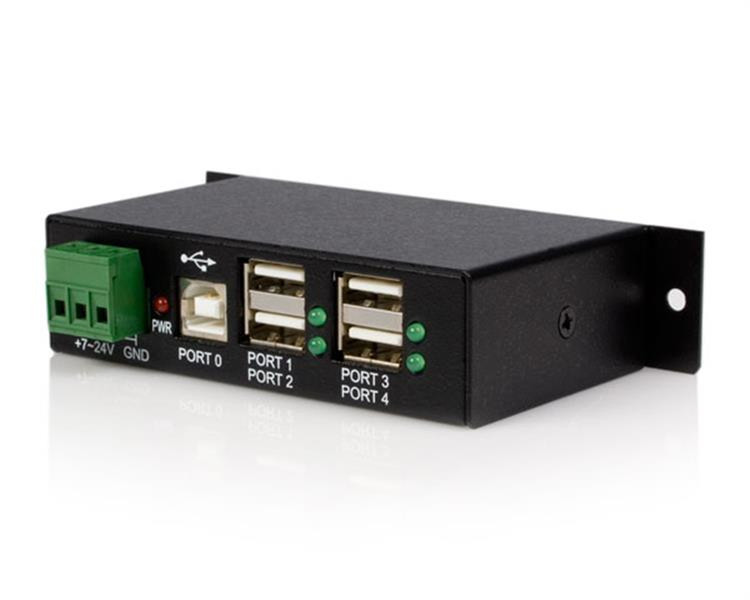 StarTech.com Industrieller 4 Port USB 2.0 Hub - Montierbarer USB Metall Hub in Schwarz