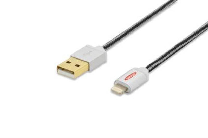 Ednet 31034 1m USB A Lightning Schwarz, Silber USB Kabel