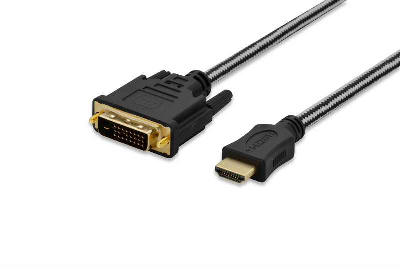 Ednet 84487 5m HDMI DVI-A Black video cable adapter