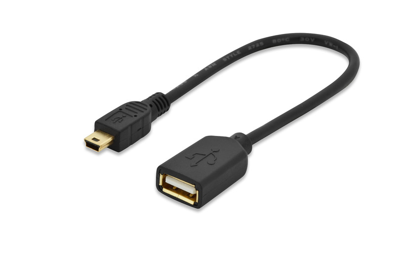 Ednet 84193 0.2м Mini-USB B USB A Черный кабель USB