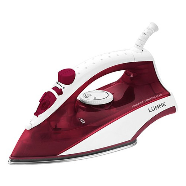 Lumme LU-1121 Dry & Steam iron Ceramic soleplate 1600Вт Красный, Белый