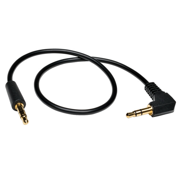 Tripp Lite 3.5mm Mini Stereo Audio Cable with one Right Angle plug (M/M), 1-ft.