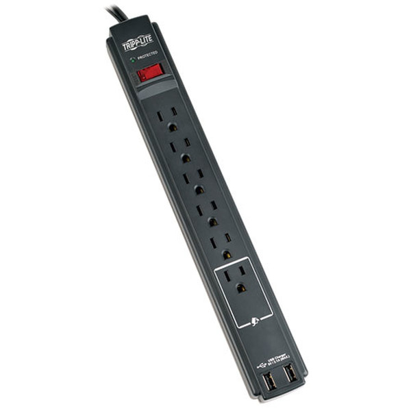 Tripp Lite TLP606USBBTAA 6AC outlet(s) 120V 1.83m Black surge protector