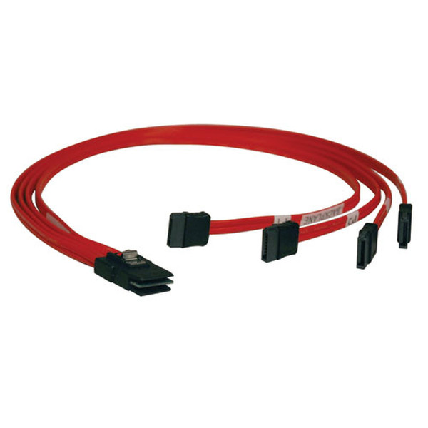 Tripp Lite Internal SAS Cable, 4-Lane mini-SAS (SFF-8087) to 4 x SATA 7pin, 18-in. (0.5M)