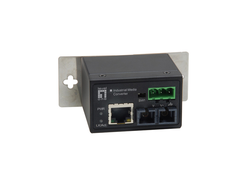 LevelOne Industrial Fast Ethernet Mini Media Converter - 10/100Mbps RJ-45 Copper to 100Mbps ST Multi-Mode Fiber, 2KM