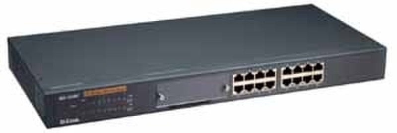 D-Link 16-port 10/100M NWay Rack Mountable, Auto-negotiation of MDI/MDIX Cross Over and IEEE 802.3x Flow Control ungemanaged 1U