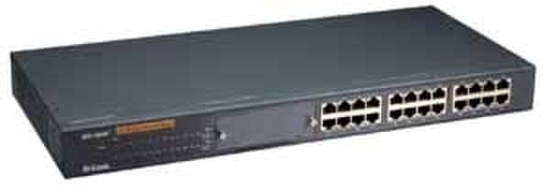 D-Link 24-port 10/100M NWay Rack Mountable, Auto-negotiation of MDI/MDIX Cross Over and IEEE 802.3x Flow Control ungemanaged 1U