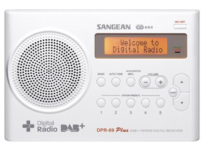 Sangean DPR-69+ Портативный Цифровой Белый радиоприемник